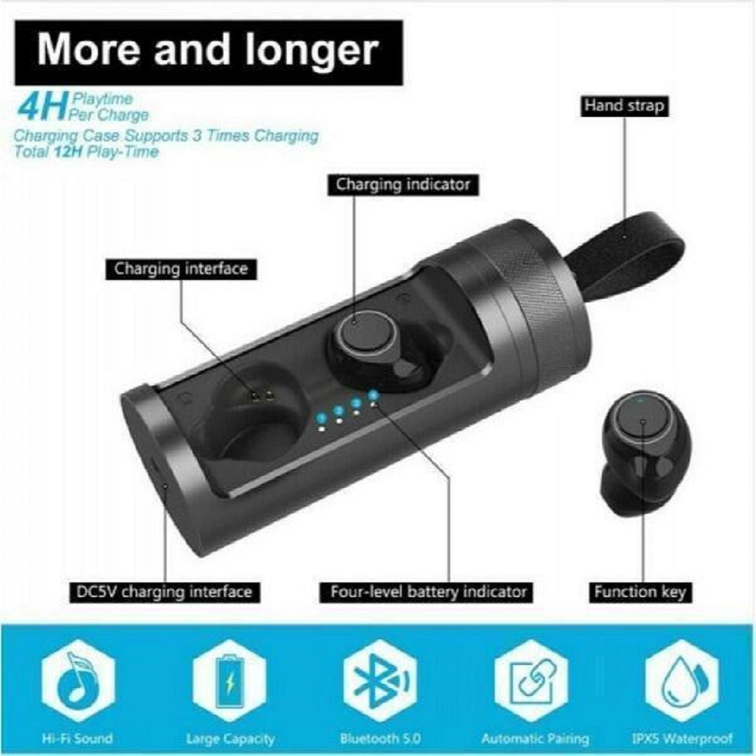 In-ear Bluetooth Handsfree ακουστικά με θήκη φόρτισης Andowl Q700 μαύρο