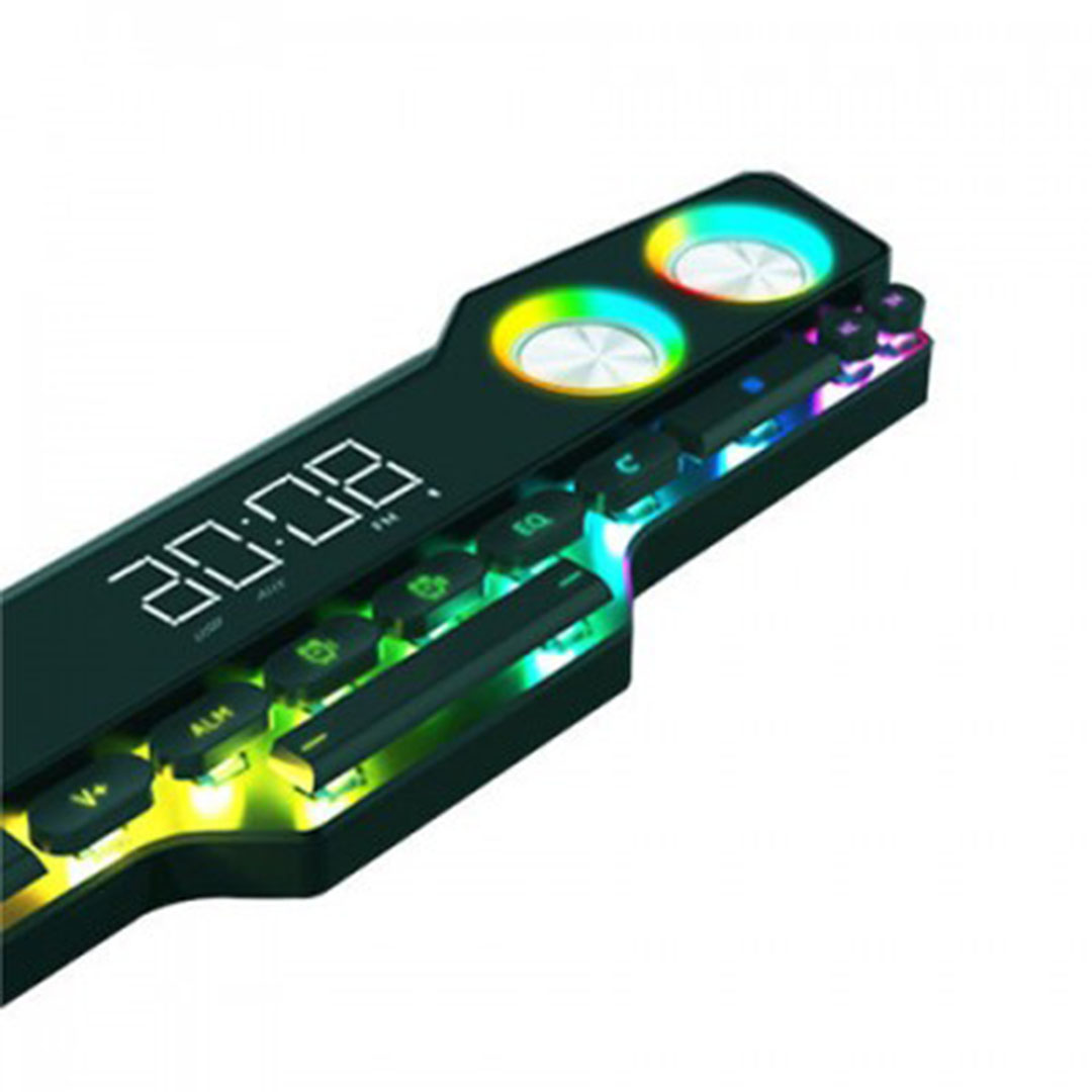 Ηχείο-μπάρα υπολογιστή με RGB φωτισμό, bluetooth, ισχύ 16watts και subwoofer V18 σε μαύρο χρώμα
