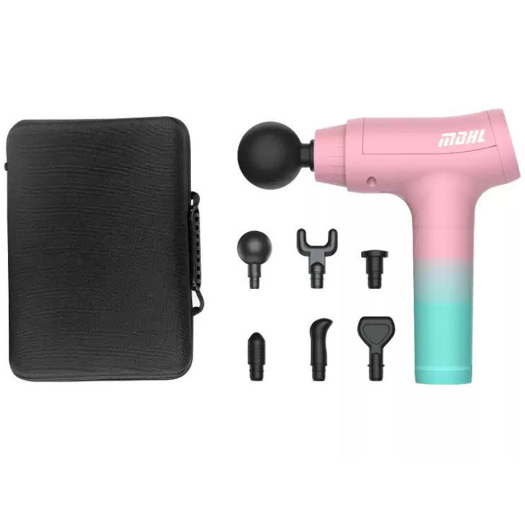 Συσκευή μασάζ με 6 κεφαλές και 30 ταχύτητες - Fascial massage gun MDHL 7016 ροζ