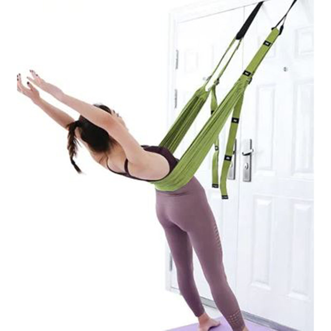 Πανί εναέριας γίογκα με ιμάντες για στήριξη σε πόρτα Aerial Yoga Rope πράσινο
