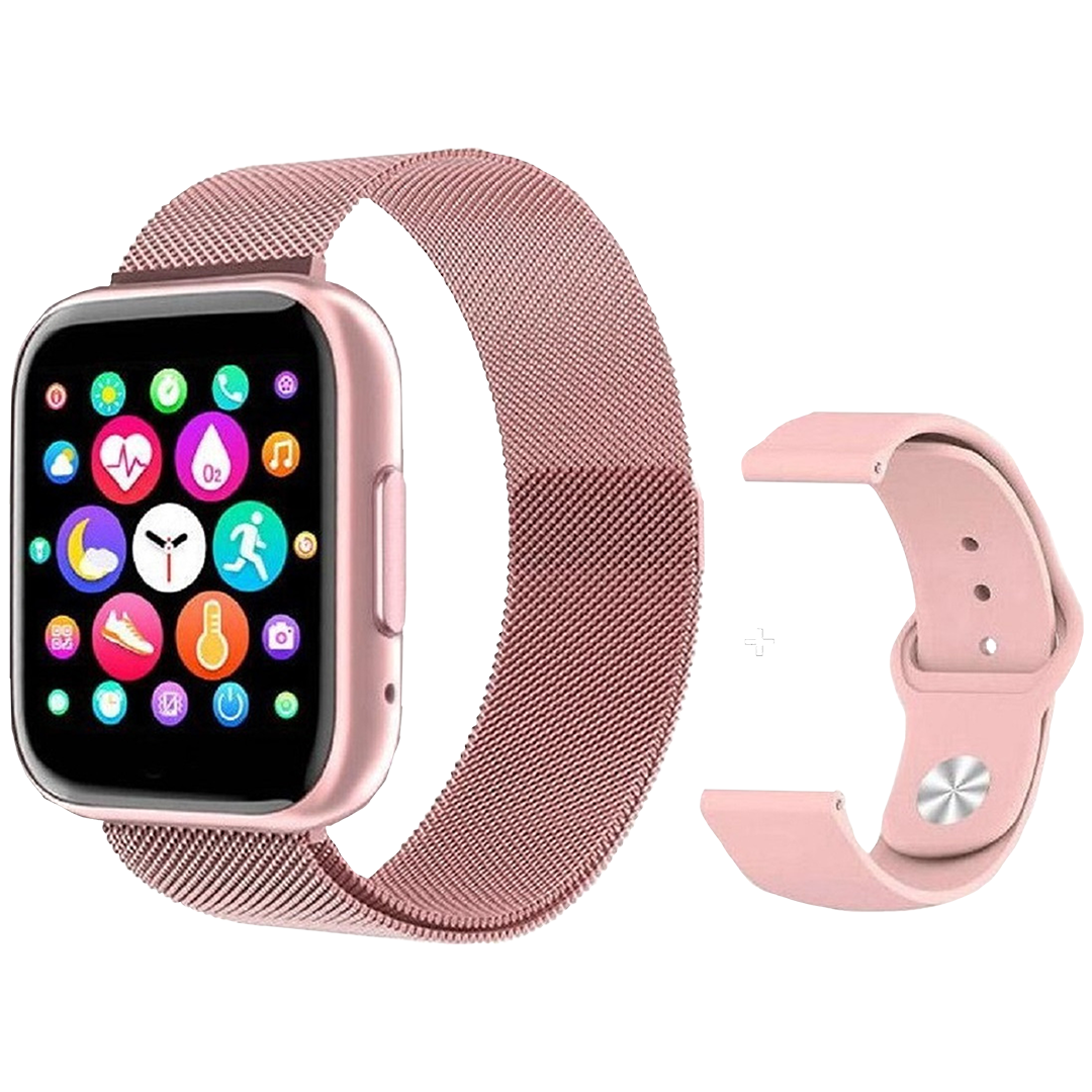 Smartwatch με παλμογράφο και Δώρο ανταλλακτικό λουράκι T99 ροζ